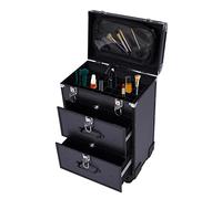 Maletín de cosmética con ruedas con 3 cajones y ruedas, maletín profesional para maquillaje, para viajes, esteticista, peluquería, Negro , moderno