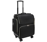 Maletín de cosméticos con ruedas giratorias 360°, maletín de peluquería con bolsa extraíble, aislamiento térmico, carrito de cosméticos para peluquería, maletín de maquillaje grande, Negro , Carrito