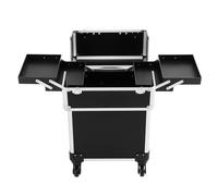 Maletín de cosméticos con ruedas, organizador de maquillaje con cajones, maletín de cosméticos profesional, maletín de moderación móvil profesional, para maquilladores profesionales, peluqueros, Negro