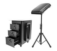 Maletín de cosméticos con soporte para reposabrazos, cerradura de combinación y banco de trabajo, mesa de tatuaje con 3 cajones, soporte de belleza, maletín grande