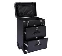 Maletín de cosméticos profesional con ruedas universales - Organizador de cosméticos con cerraduras de metal para herramientas de belleza y maquillaje, Negro , 36*23*58cm/14.2*9.1*22.8inch, Elegante