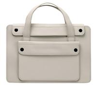 Maletín de Cuero PU Vintage Delgada Bolso Trabajo Mujer - Elegante Bolsa de Oficina para Ordenador Portátil Compatible con Macbook Air/Pro 13 Inch, Pro 14 Inch A2442,14” Lenovo ASUS Chromebook,Blanco