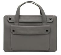 Maletín de Cuero PU Vintage Delgada Bolso Trabajo Mujer - Elegante Bolsa de Oficina para Ordenador Portátil Compatible con Macbook Air/Pro 13 Inch, Pro 14 Inch A2442,14” Lenovo ASUS Chromebook,Gris