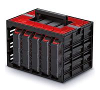 Maletín de herramientas con 5 compartimentos surtidos, compartimento para piezas pequeñas con recipientes, mango ergonómico, cuerpo robusto, 415 x 290 x 295 mm (con recipientes)