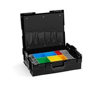 Maletín de herramientas grande | L BOX 136 (negro), incluye juego de cajas interiores H3 y tarjeta de herramientas, maletín de tornillos vacío, caja organizadora de plástico apilable