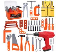 Maletín de Herramientas para Niños, 48 Piezas, Juego de Herramientas de Juguete para Niños y Niñas a Partir de 3-7 Años, Juguete de Construcción con Taladro, Martillo, Destornillador, Tornillos y