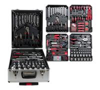 Maletín de Herramientas Profesional 1699 Piezas - Carro con Asa Telescópica y Ruedas, Caja Completa Multinivel para Taller Mecánico y Bricolaje, Organización Superior - Negro