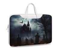 Maletín de hombro de cuero estampado gótico Happy Halloween para hombres y mujeres, bolsa de viaje, negocios, oficina, bolsa para colgar portátil, bolsa cruzada, Estilo blanco, 42x30.5cm