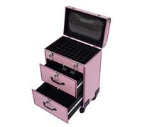 Maletín de maquillaje, con 4 ruedas, maletín de maquillaje, maletín de maquillaje, maletín para maquillaje profesional, Rosa., 1