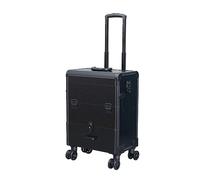 Maletín de maquillaje con ruedas, carrito de cosméticos, maletín de aluminio organizado para peluquería, maquillaje, manicura, salón de belleza, con llaves, ruedas giratorias, carrito de viaje (gris