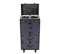 Maletín de maquillaje con ruedas con 4 ruedas universales, estuche de manicura con cerradura, construcción de aluminio y ABS, apto para maquilladores y peluqueros