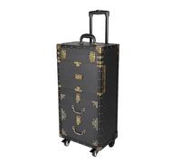 Maletín de maquillaje con ruedas de 4 niveles, con 2 cajones, estilo retro, para peluquería, 39 x 25,5 x 82 cm, Negro, Retro