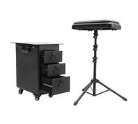 Maletín de maquillaje con ruedas de 53 l, maletín profesional con 3 cajones y encimera, estuche rígido para peluquería, maquillador/diseño de uñas, capacidad de carga de 20 kg, 4 ruedas (negro)