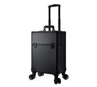 Maletín de maquillaje con ruedas, gran estuche profesional para cosméticos con ruedas y 4 ruedas desmontables para un fácil viaje, negro