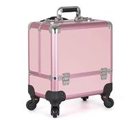 Maletín De Maquillaje Estuche Maquillaje De Viaje Beauty Case Portátil, Maleta De Maquillaje Profesional con Ruedas, De Aluminio, Laminado Resistente A Los Arañazos,Negro (Color : Pink, Size : 36x22