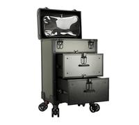 Maletín De Maquillaje Estuche Maquillaje De Viaje Beauty Case Portátil, Maletín Cosmético con Cerradura De Llave, Organizador De Cosméticos con Cajones De Almacenamiento, con 4 Ruedas, 1 Pieza (Color