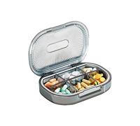 Maletín de medicamentos de 6 piezas, carcasa transparente y tapas selladas de silicona, contenedor compacto y portátil para medicamentos