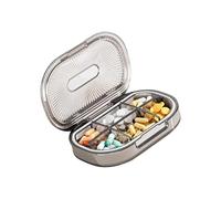 Maletín de medicamentos de 6 piezas, carcasa transparente y tapas selladas de silicona, contenedor compacto y portátil para medicamentos