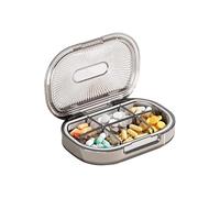 Maletín de medicamentos de 6 piezas, carcasa transparente y tapas selladas de silicona, contenedor compacto y portátil para medicamentos