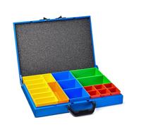 Maletín de metal KM 320 - Caja de herramientas robusta de chapa de acero, caja de almacenamiento para piezas pequeñas, con inserto de espuma, para instalaciones de vehículos y WorkMo, ideal para