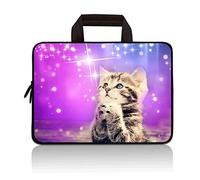 Maletín de Neopreno para Ordenador portátil, Compatible con Samsung Google, Acer, HP, DELL y Lenovo ASUS Purple Wish Cat For 11" 11.6" 12" 12.1" 12.5 Inch