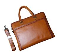 Maletín de piel auténtica para hombre, horizontal, para negocios, casual, para ordenador, Marrón retro, Talla única