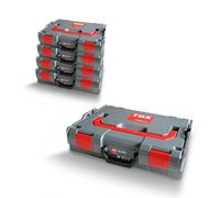 Maletín de surtido TOX L-BOXX en juego, apilable y encajable con el sistema L-BOXX, inserto para piezas pequeñas con 8 cavidades, almacenamiento claro para tacos, juego de 5 piezas, 094909152