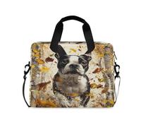 Maletín de transporte para portátil con cremallera, bandolera portátil con asa y correa para el hombro, bolsa para computadora de 15.6 pulgadas, 3D Boston Dog Trees