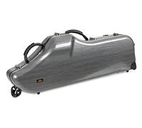 Maletín Deluxe Lechgold para saxofón barítono, rígido trolley resistente, acolchado térmico para instrumento, curva S, boquilla y accesorios, arnés mochila, estilo carbono genial.