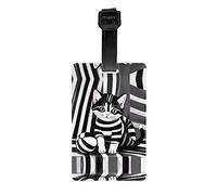 Maletín extraíble de gatito a rayas blancas y negras, etiqueta de privacidad para bolsa de golf, bolsa escolar para niños, etiqueta de bolsa deportiva, etiqueta de equipaje de viaje