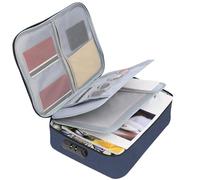 Maletín for documentos, bolsa de almacenamiento con cerradura 3 capas, bolso for hombre y mujer, cartera, pasaporte, caja función protección del hogar Para Documentos(Blue)