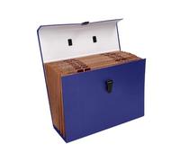 Maletin liderpapel con fuelle y asa carton forrado 19 departamentos 255x390x120 mm (Azul)