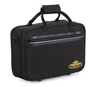 Maletín Ligero Lechgold para Clarinete Bb con sistema alemán, acolchado térmico, bolsillo exterior, correa de hombro, espacio para boquilla y accesorios, color negro.