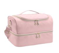 Maletin Manicura Bolsa Organizadora De Suministros For Uñas Doble Capa Con Capacidad For 45 Botellas Organizador De Esmaltes Uñas(Pink)