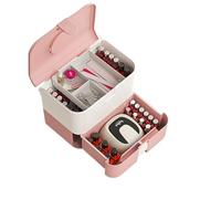 Maletin Manicura Caja De Plástico For Guardar Esmaltes Uñas Y Cosméticos Organizador De Esmaltes Uñas(Pink)