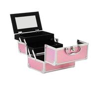Maletin Manicura Caja For Cosméticos Y Esmaltes De Uñas Con Cajón Divisor Cerradura Llave Organizador De Esmaltes Uñas(Pink)