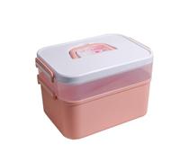 Maletin Manicura Contenedores De Almacenamiento Plástico 2 Capas Con Tapas, Caja Multiusos For Herramientas Uñas Organizador De Esmaltes Uñas(Pink)