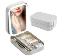 Maletin Maquillaje con Espejo Led, Bolsa De Maquillaje De Viaje, Estuche De Maquillaje Organizador Cosmético Estuche Maquillaje Bolso Cosmético con 3 Luces De Relleno De Color Estuche De Cosméticos