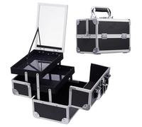 Maletín Maquillaje Profesional Negro Estuche de Maquillaje Maletín de Manicura Caja Maquillaje Joyero Cosméticos con Espejo Vacío de Viaje Regalos para Mujeres