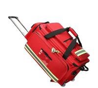 Maletín médico profesional con ruedas reforzadas y funda de cilindro de oxígeno extraíble para organización de equipos de primeros auxilios, Red