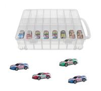 Maletín organizador para autos de juguete Matchbox, organizador para vehículos de metal, para mini juguetes, muñequitas pequeñas, contenedor transportador, 48 compartimentos, 33 x 25 cm