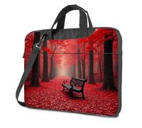 Maletín para portátil de 15.6 pulgadas Autumn Serenity: A Bench In The Red Forest - Mochila de mano para mujer, Color, 29x38cm