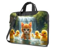 Maletín para portátil de 15.6 pulgadas, diseño de gatitos y patitos en la naturaleza, mochila de mano para mujer, Color, 29x40cm