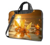 Maletín para portátil de 15.6 pulgadas, diseño de mariposas doradas en el atardecer, bolsa para laptop, mochila de mano para mujer, Color, 26x36cm