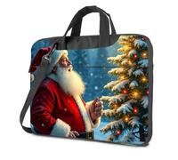 Maletín para portátil de 15.6 pulgadas, diseño de Papá Noel, con texto "Santa'S Magic", bolsa de mano para laptop, Color, 29x38cm