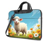 Maletín para portátil de 15.6 pulgadas Pastoral Bliss: un cordero en un jardín de flores, bolsa para laptop, mochila de mano para mujer, Color, 26x36cm