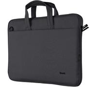 Trust Bologna Maletín para Portátiles de Hasta 16", Fino y Ecológico con Correa Ajustable para Hombro, Bolsa Reciclada para Viajes, Negocios, Trabajo, Universidad - Negro