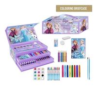Maletín Pinturas Frozen con más de 60 piezas Estuche organizador con lápices, rotuladores, acuarelas, crayones y accesorios creativos - Caja de dibujo Frozen ideal como regalo infantil
