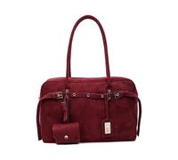 Maletín retro de piel de ante de gran capacidad, elegante, color sólido, moderno, bolsa de ocio con cartera a juego, rojo vino, 340.00x100.00x220.00mm