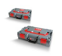 Maletín TOX L-BOXX en juego, apilable y encajable con el sistema L-BOXX, inserto para piezas pequeñas con 8 compartimentos, almacenamiento claro para tacos y tornillos, juego de 2 unidades, 094909150